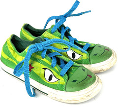 Converse One Star Green Dragon/Snake Child Little Kid Size 11 Sneakers Lace Up