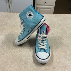 Converse Chuck All Star SZ 3 Junior Double Tongue High Top Sneakers Blue Wash