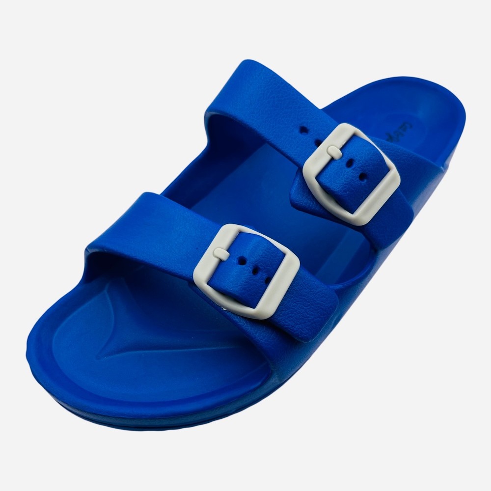 Unisex Blue Double Buckle Slide Sandals EVA Pool Shower Summer Water Size XL 6