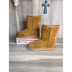 Koolaburra by UGG Victoria Boot Kids Size 5 Chestnut Brown Suede Faux Fur