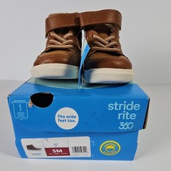 Stride Rite 360 Zayn Hook & Loop Ankle Sneakers Tan/Brown Kids 5M KB031803