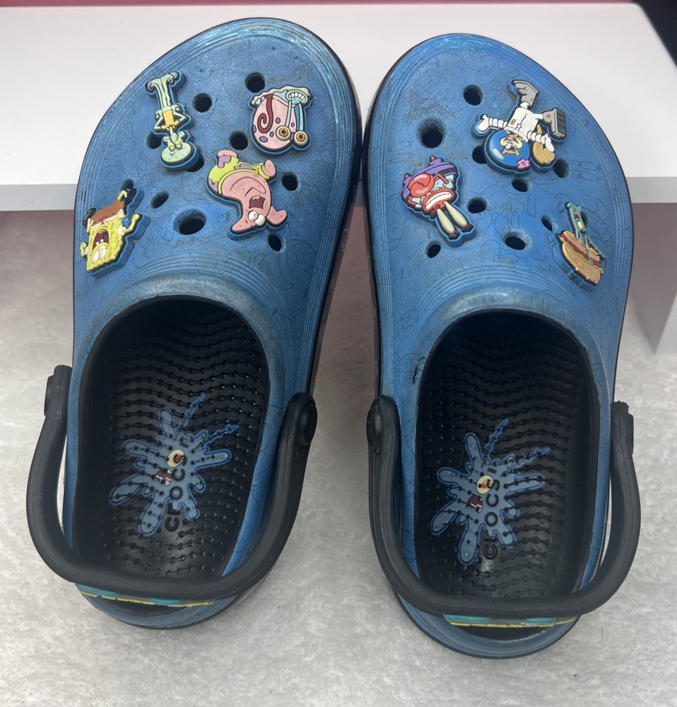 Crocs SpongeBob SquarePants & friends Mens 11 off Court Clogs Blue jibbitz