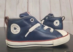 Converse All Star Navy Blue Red White Leather High Top Sneakers Infant Size 10