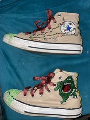 CONVERSE ALL STAR CHILD SIZE 13 CUSTOM RHINESTONES GHOSTBUSTERS SHOES *💎👻🚫