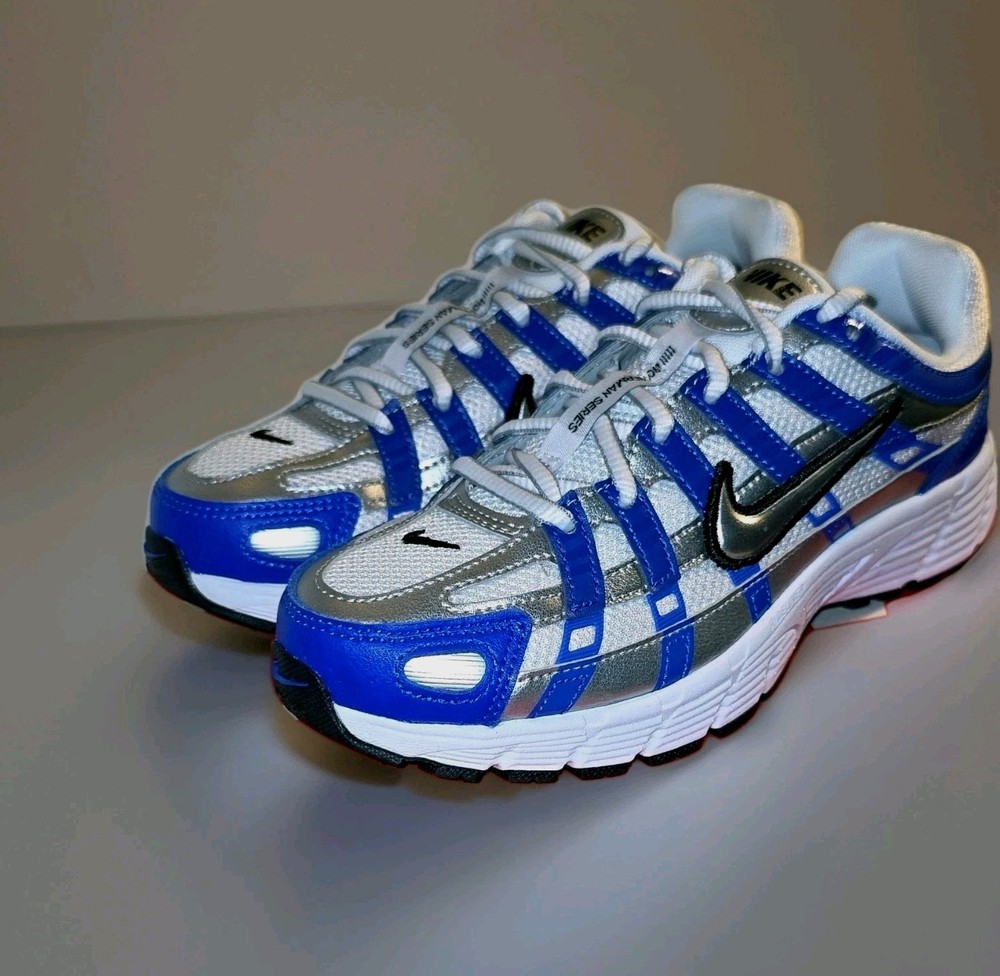 Nike P-6000 Racer Blue Metallic Silver GS Size Womens 6 Youth 4.5 HV5064-402