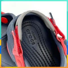 Kids Navy Blue CROCS Clogs w Red Adjustable Length Heel Straps Juvenile Size 3