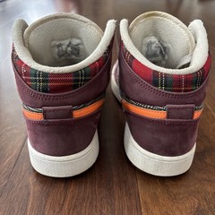 Nike Air Jordan 1 Mid Plaid Night Maroon Black White FD5460-608 GS Size 5.5Y