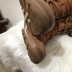 Sorel Tan Leather Fur Boots Size 4