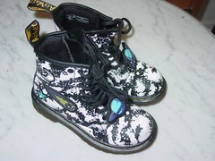 Kids Outer Space Galaxy Dr Doc Martens Black Boots Shoe 12C