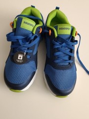 Saucony Kids Leather/Textile Athletic Shoes – Size 6.5 X‑Wide – NEW w BOX Blue