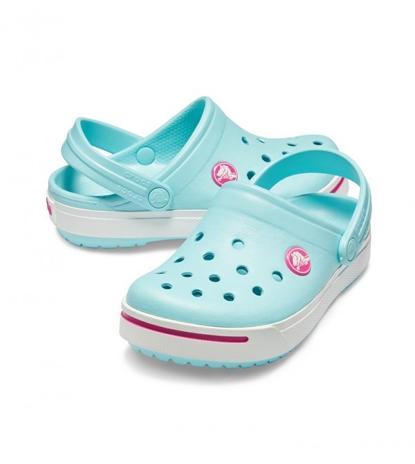 Crocs Kids Crocband II Clogs Ice Blue Pink Size 4/5 New Slip On Free Shipping