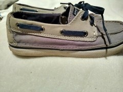 Sperry Top-Sider CRUZ – size 1M / 32.5 EUR – Grey leather trim, light blue canva