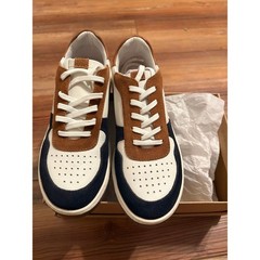 Steven Madden BBLUE Kids Sneakers White Navy Brown Low Top Lace Up Shoes Size 2