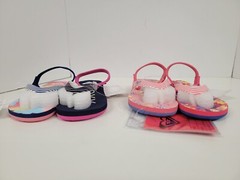 (Mismatched Color): 2 Pair Roxy Kids Pink/Blue Flip Flop Sandals Toddler Size 6