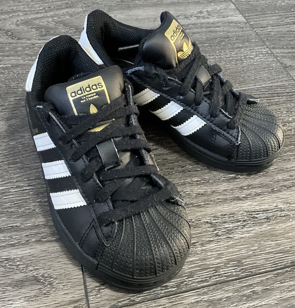 Adidas Superstar Black and White Shoes Unisex Size 11 1/2 K For Kids