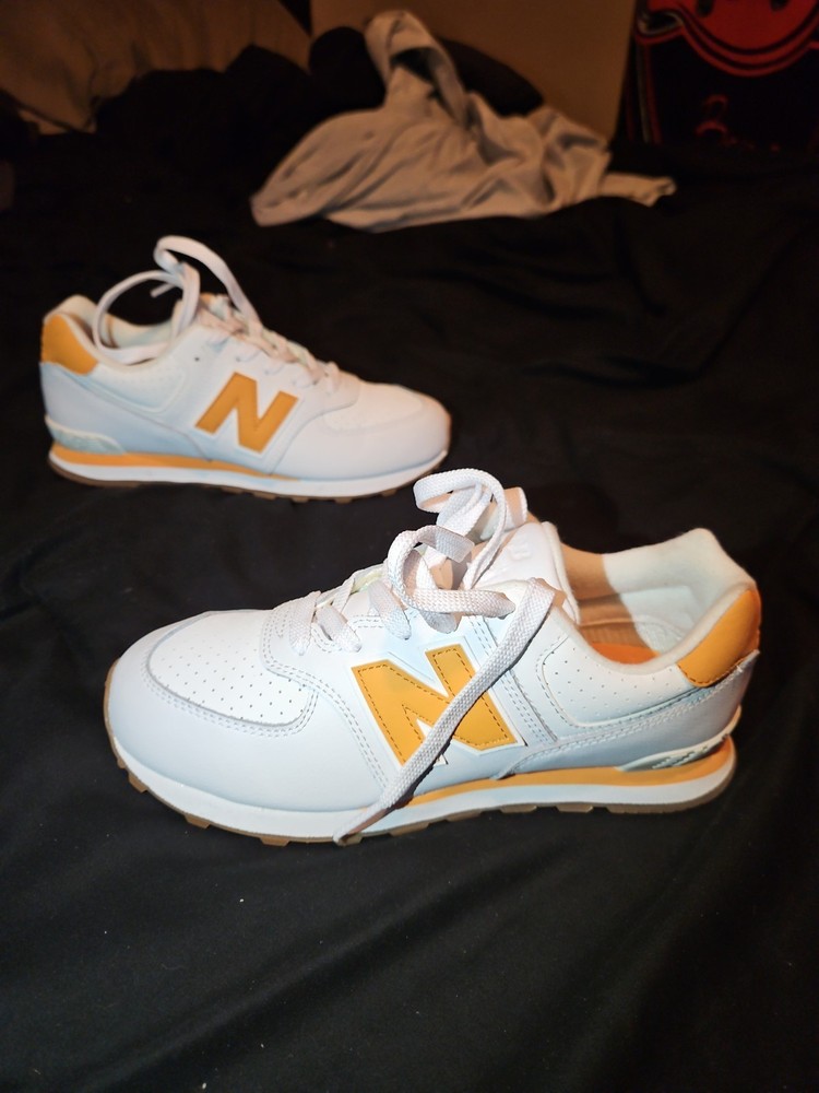 Child Size 4 – New Balance 574 White & Yellow