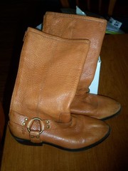 Frye Youth Size Youth 2.5 Brown Leather Zip Harness Cowboy Western Boots EUC