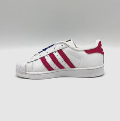 adidas Superstar C White Bold Pink Shell Toe Sneakers Kids 1.5 / 33 EU BA8382