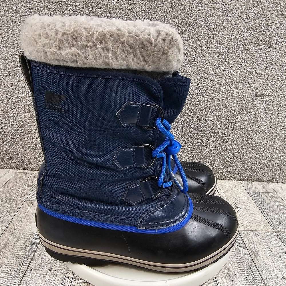 Sorel Yoot Pac Snow Boots Youth Size 4 Nylon Waterproof Winter Navy Blue