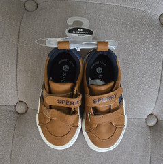 SPERRY Unisex Kids Brown Hook & Loop Sneakers Memory Foam Size 6