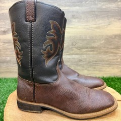 Magellan Outdoors Youth – Size 3 – Brown / Black Square Faux Cowboy Boots 167252
