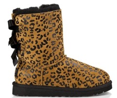 BRAND NEW UGG BAILEY BOW BROWN LEOPARD PRINT BIG KIDS SIZE 5 = 7 Women’s RARE