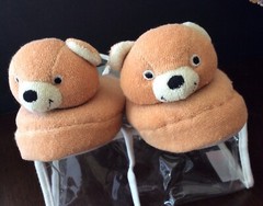 teddy bear bath slippers in original package old storestock