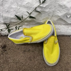 Vans slip on Yellow Sparkle Off The Wall Shoes Size 5 Juniors big kids Sneakers