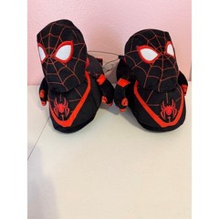 Marvel Spider-Man Miles Morales Kids Plush Slippers Black Red Size 4/5 NEW