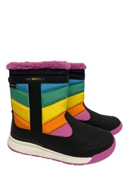Merrell Alpine Puffer Waterproof Boots Kids Black Rainbow Zip Close Size 1 1M