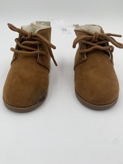 Gap Shearling Style Boots Kids Size 7 Brown Faux Suede Lace Up Ankle Winter