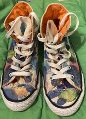 Converse Paint Splatter Lace Up High Top Sneakers 656144F Big Kid Junior Sz3 GUC