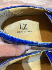 Liberty Boys Blue Oxfords Shoes Blue Leather Lace Up Size 2 Snake Skin Pattern