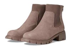 Steve Madden Hutch Boots Kids US 3 Taupe Faux Suede Block Heel Chelsea ZPO3513