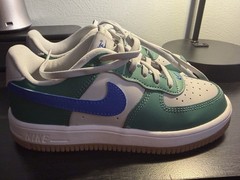 Nike Force 1 Low Grey Fog Green Racer Blue Kids 1.5Y IF1673-011