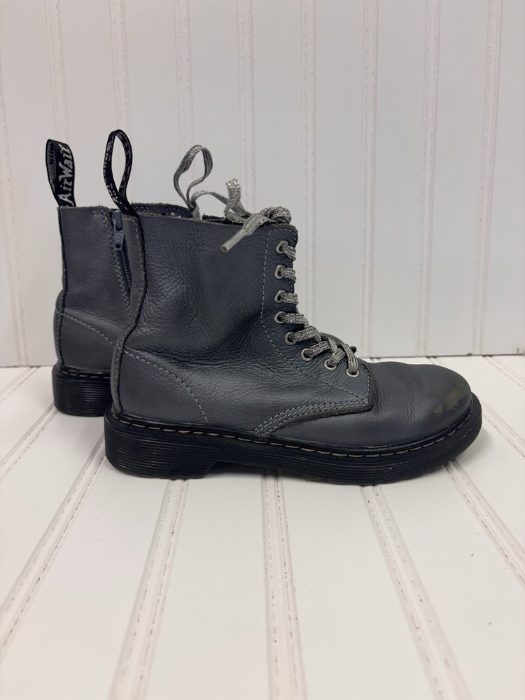 Dr. Martens Pascal-J Blue Leather Lace-Up Boots US 1 EU 32 Youth Kids