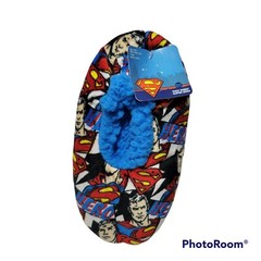 Superman Slipper Socks Child M/L Shoe Sz 13-4 Hero Superhero Fuzzy Babba NWT