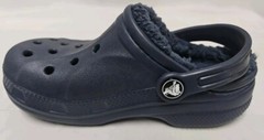 Crocs Baya Lined Clogs Toddler Size C 11 Slip On Comfort Shoes Navy Mammoth EUC
