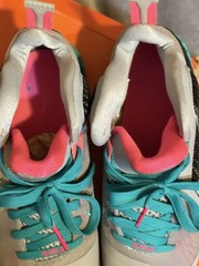Nike LeBron 9 GS Gray Mint Green Pink Basketball Sneakers 7Y Youth High Top