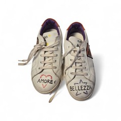 Dolce And Gabbana Authentic Preloved Kids White Sneakers with Grafitti Accents