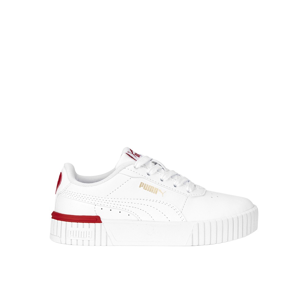 PUMA Carina 2.0 Red Thread Lace Up Toddler Girls White Sneakers Casual Shoes 38