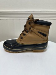 Trail’s End Thermolite Brown Navy Duck Boots Steel Shank Flannel Lined Youth Sz3
