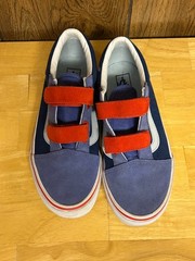 Vans Old Skool kids size 4 Suede Blue & Red sneakers skateboard V 2 straps shoes