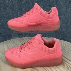 Skechers Uno Ice Shoes Youth 2.5 Platform Sneakers Lace Up Low Top Comfort Pink