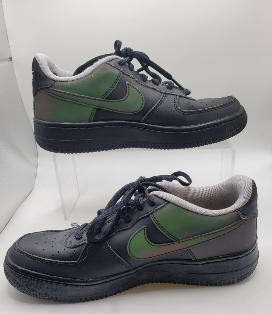 Nike Air Force 1 Low LV8GS Reflective Black/ Green Sneakers Size 4.5Y Youth