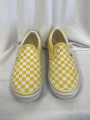 Vans Classic Checkerboard Slip-On Canvas Comfort Sneakers Kids 6 Yellow White