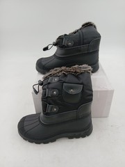 KSNOW Snow Boots Youth Size 2 Black Fur Lined Winter Water Resistant Insulated