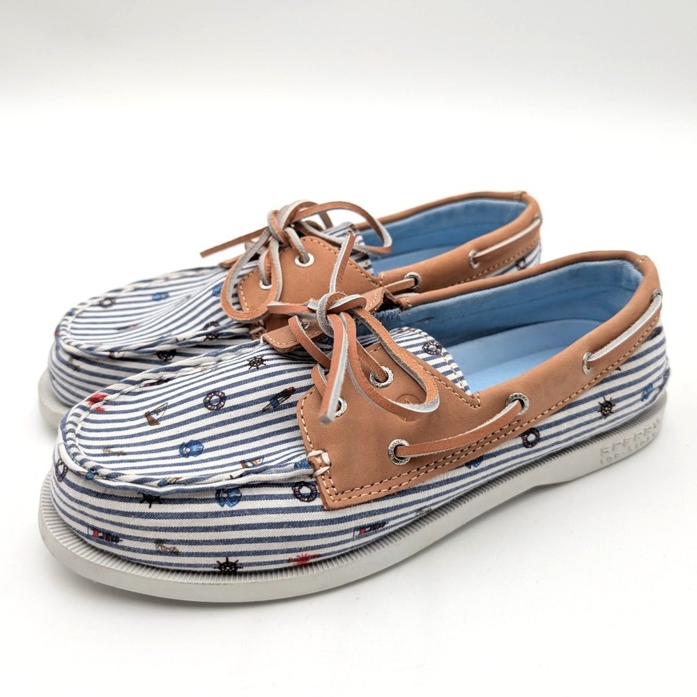 Sperry Authentic Original 2-Eye Boat Shoe Kids‘ Nautical Print Size US4M EU36