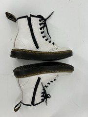Dr Martens Zavala J Kids Boots White Leather Combat Side Zip UK 12 US 13 EU 31