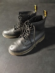 Doc Martens Ankle High Zip Up Youth Size 4m Black Boots Air Wair Leather